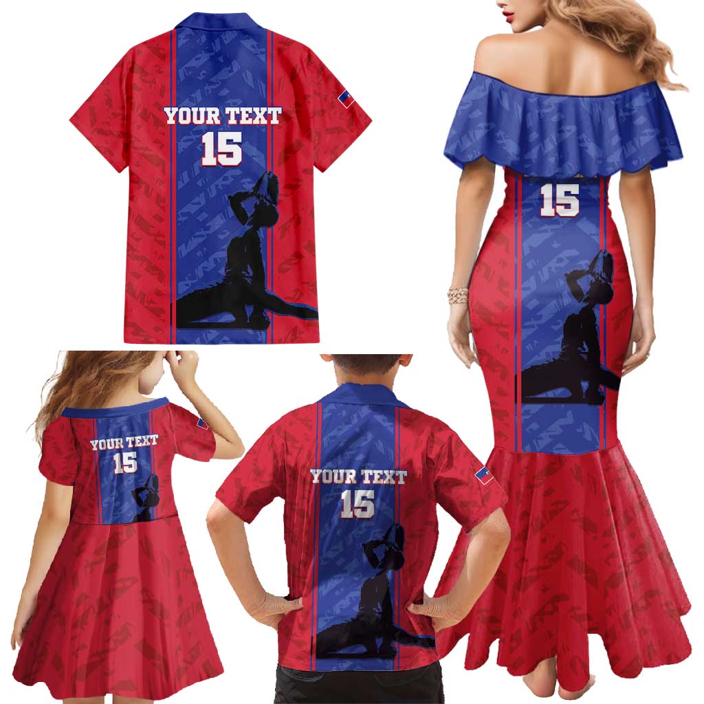 Custom Haiti Football Family Matching Mermaid Dress and Hawaiian Shirt Go Les Grenadiers - Wonder Print Shop