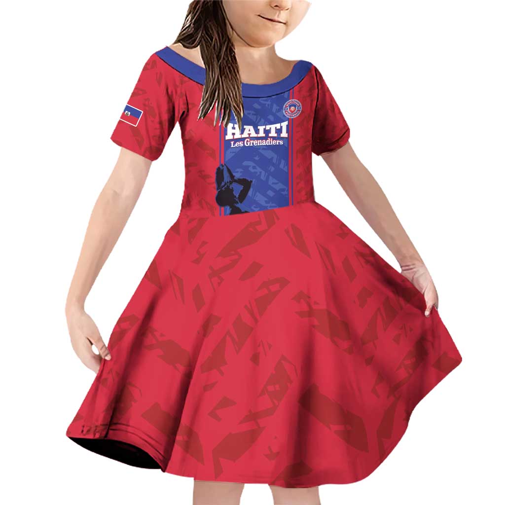 Custom Haiti Football Family Matching Off Shoulder Short Dress and Hawaiian Shirt Go Les Grenadiers - Wonder Print Shop