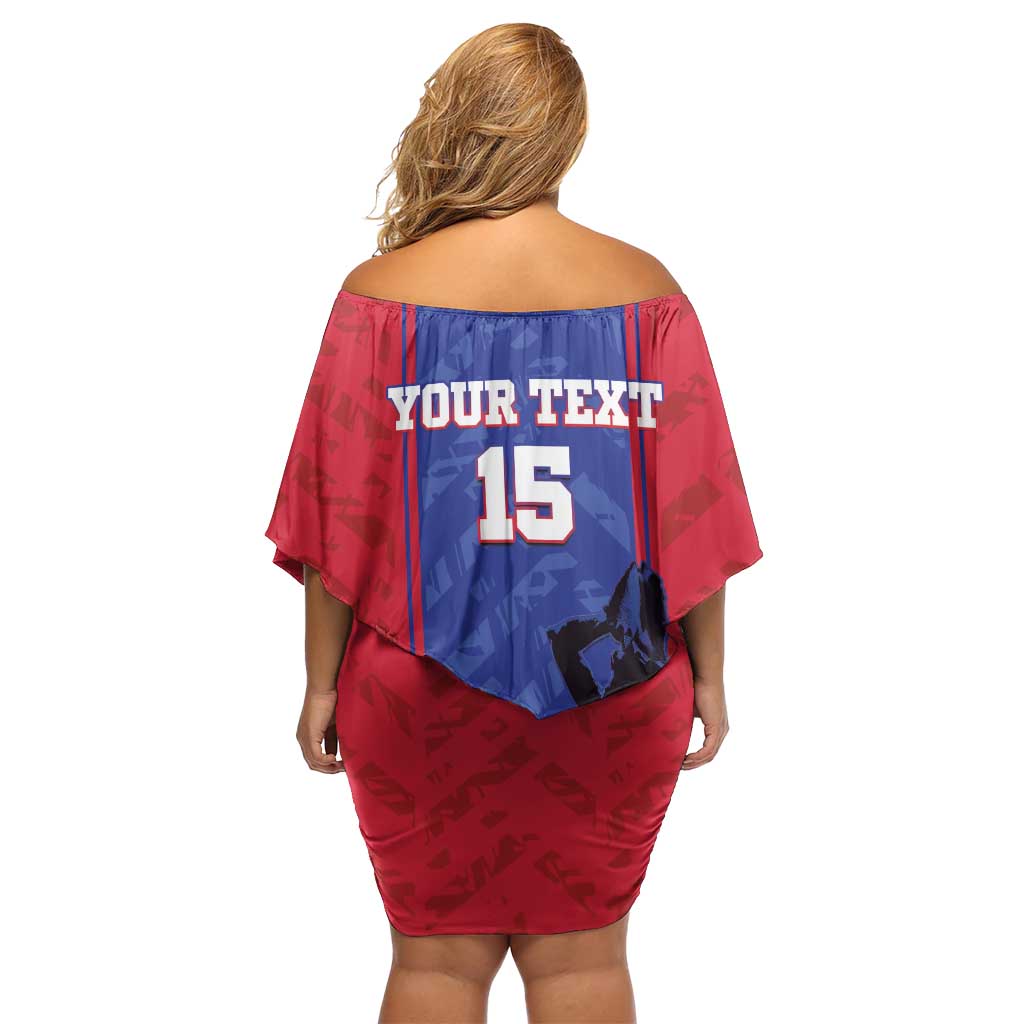 Custom Haiti Football Family Matching Off Shoulder Short Dress and Hawaiian Shirt Go Les Grenadiers - Wonder Print Shop