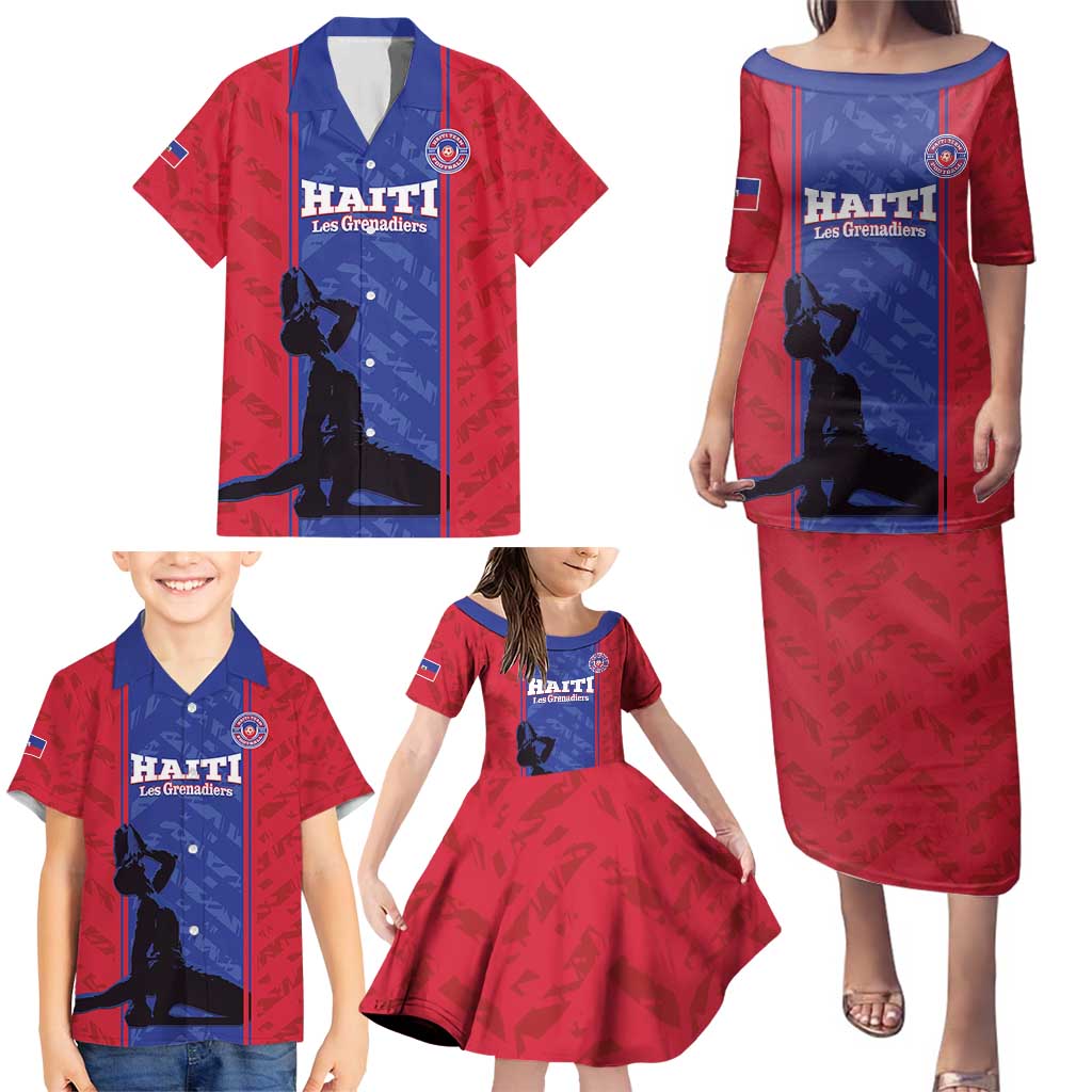 Custom Haiti Football Family Matching Puletasi and Hawaiian Shirt Go Les Grenadiers - Wonder Print Shop