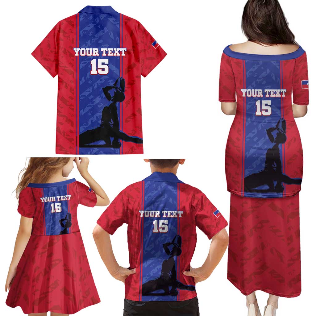 Custom Haiti Football Family Matching Puletasi and Hawaiian Shirt Go Les Grenadiers - Wonder Print Shop