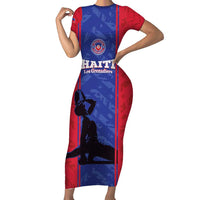 Custom Haiti Football Family Matching Short Sleeve Bodycon Dress and Hawaiian Shirt Go Les Grenadiers - Wonder Print Shop