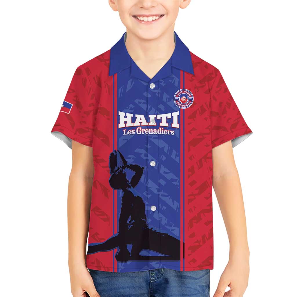 Custom Haiti Football Family Matching Short Sleeve Bodycon Dress and Hawaiian Shirt Go Les Grenadiers - Wonder Print Shop