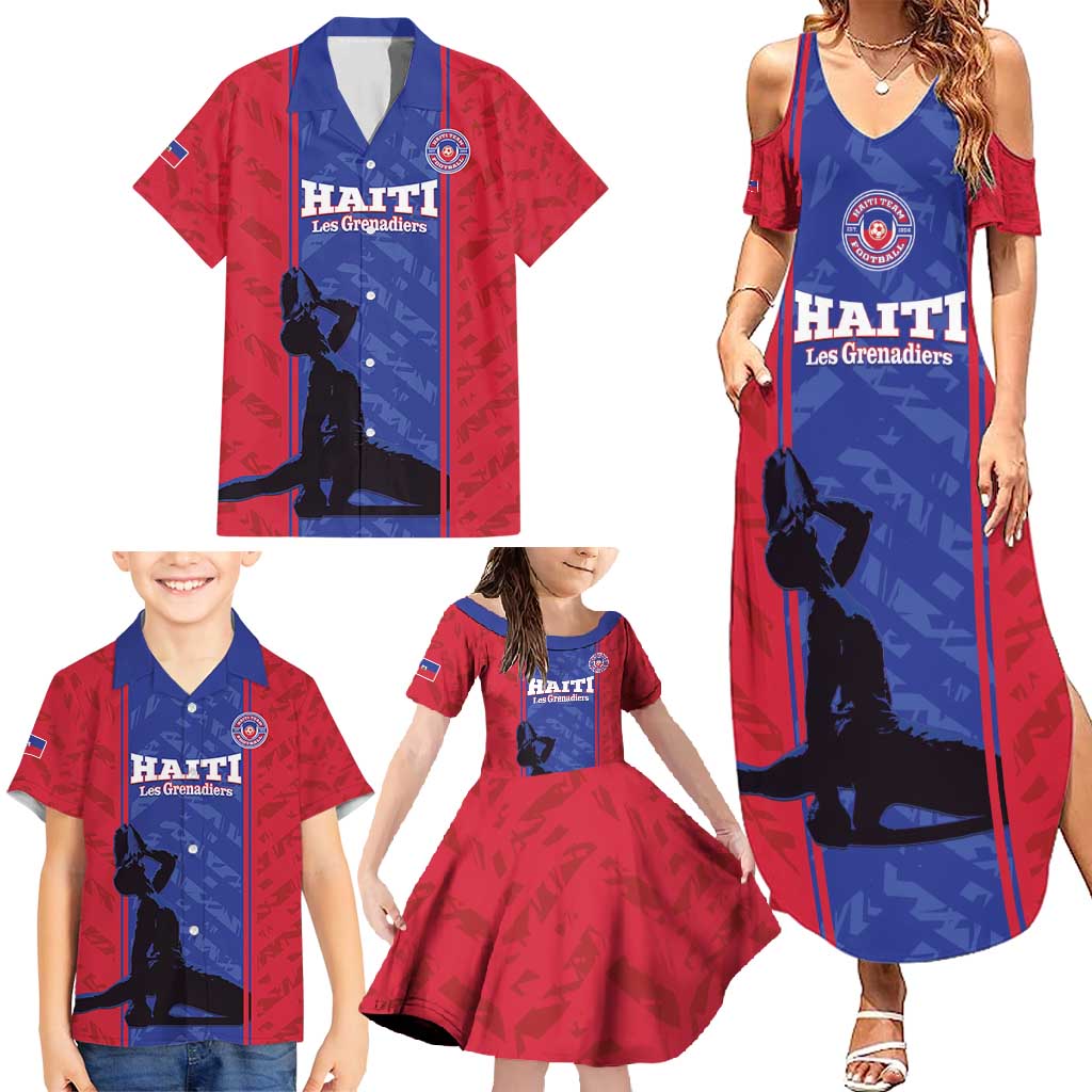 Custom Haiti Football Family Matching Summer Maxi Dress and Hawaiian Shirt Go Les Grenadiers - Wonder Print Shop