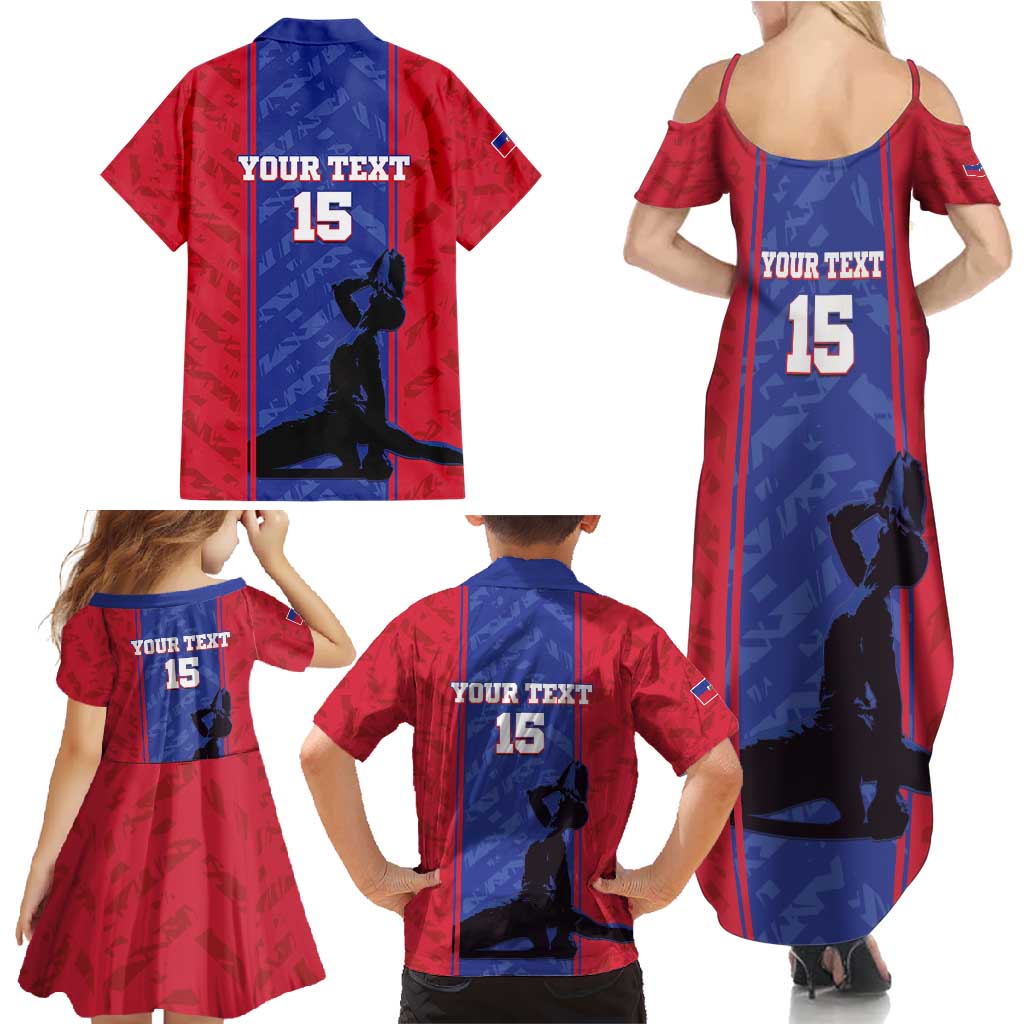 Custom Haiti Football Family Matching Summer Maxi Dress and Hawaiian Shirt Go Les Grenadiers - Wonder Print Shop