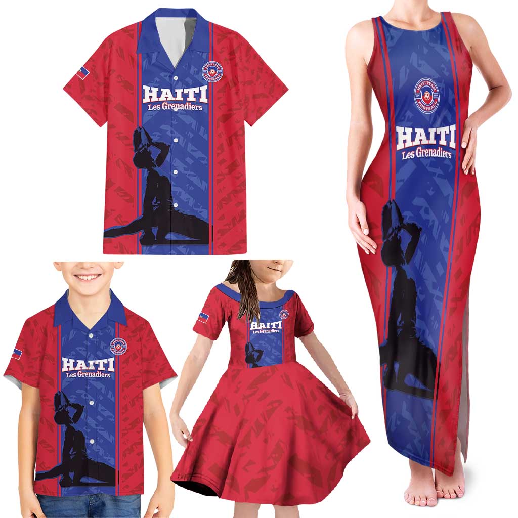 Custom Haiti Football Family Matching Tank Maxi Dress and Hawaiian Shirt Go Les Grenadiers - Wonder Print Shop