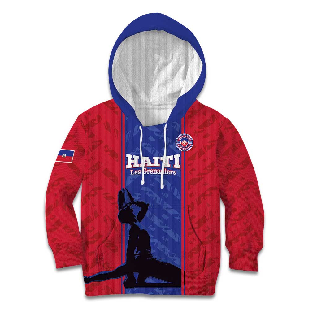 Custom Haiti Football Kid Hoodie Go Les Grenadiers - Wonder Print Shop