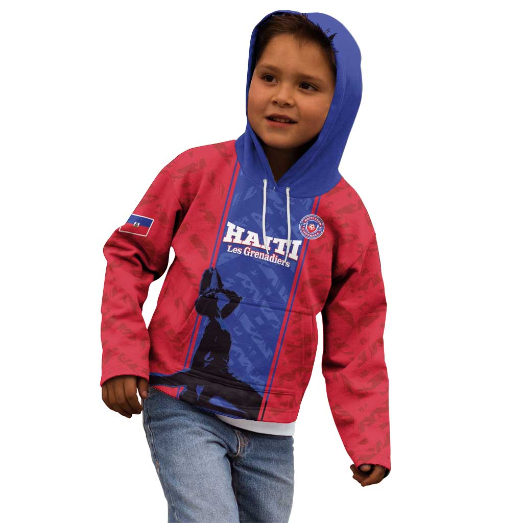 Custom Haiti Football Kid Hoodie Go Les Grenadiers - Wonder Print Shop