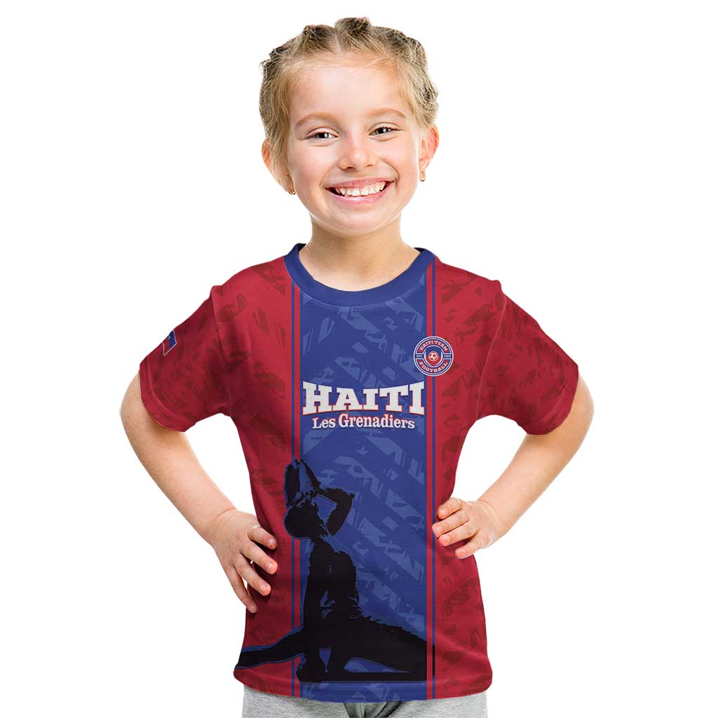 Custom Haiti Football Kid T Shirt Go Les Grenadiers - Wonder Print Shop