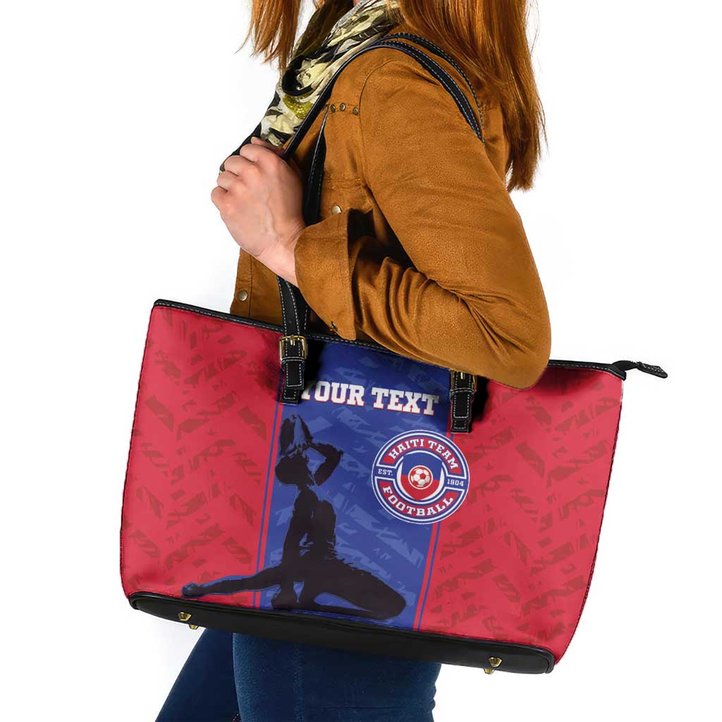 Custom Haiti Football Leather Tote Bag Go Les Grenadiers - Wonder Print Shop