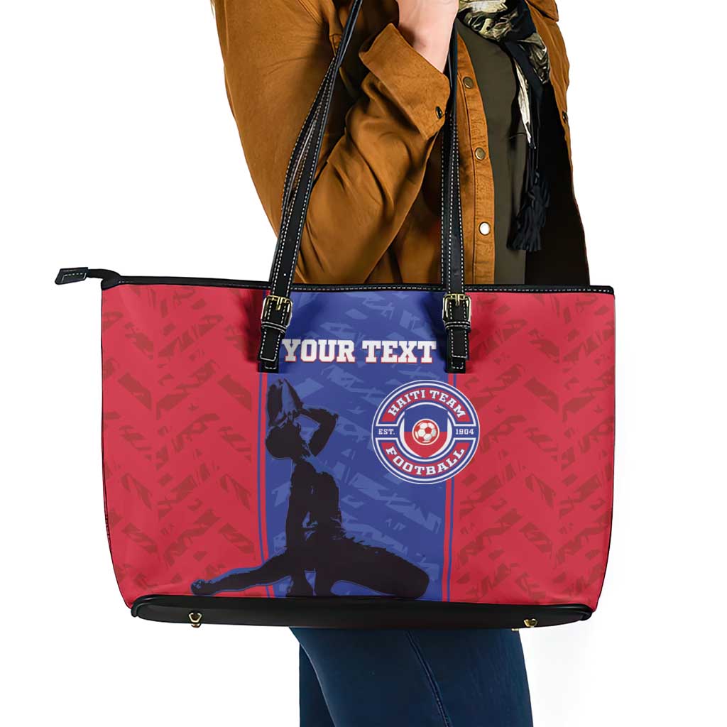 Custom Haiti Football Leather Tote Bag Go Les Grenadiers - Wonder Print Shop