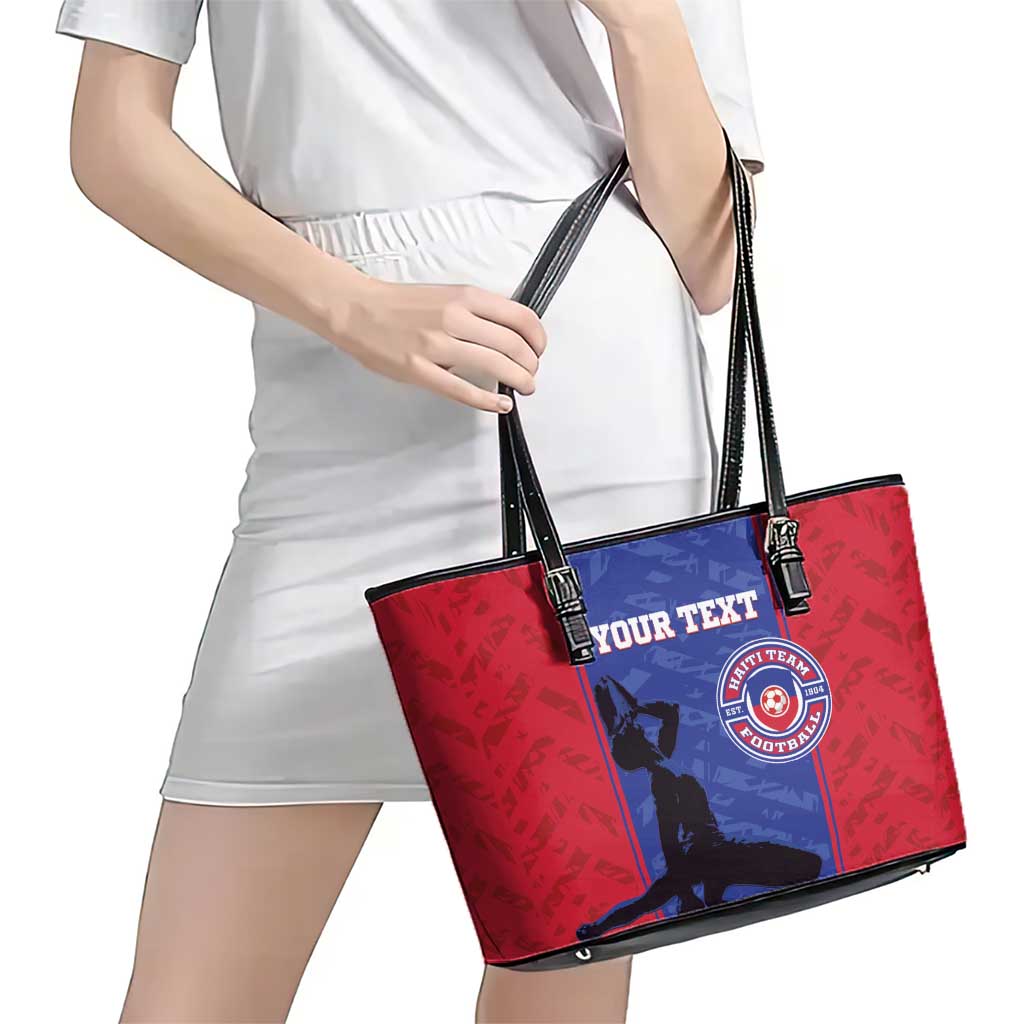 Custom Haiti Football Leather Tote Bag Go Les Grenadiers - Wonder Print Shop