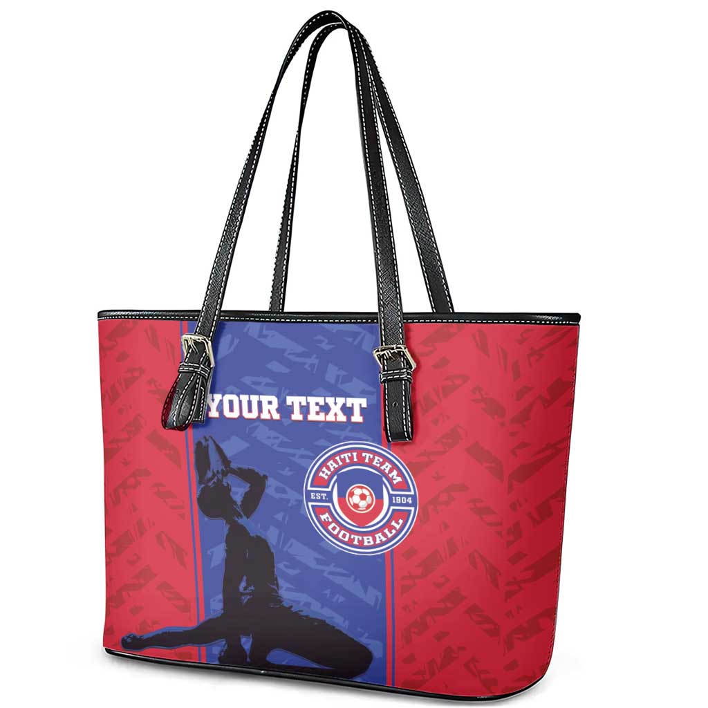 Custom Haiti Football Leather Tote Bag Go Les Grenadiers - Wonder Print Shop