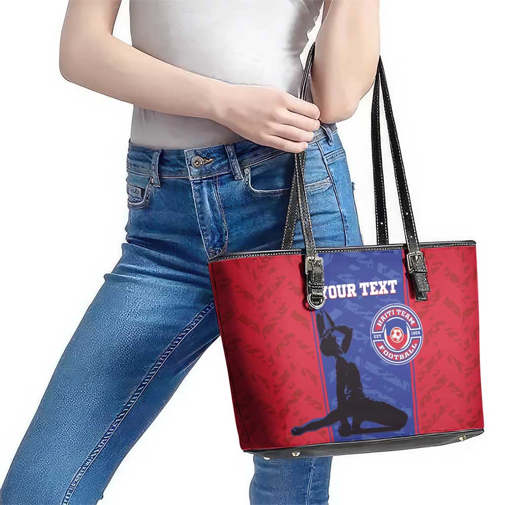 Custom Haiti Football Leather Tote Bag Go Les Grenadiers - Wonder Print Shop