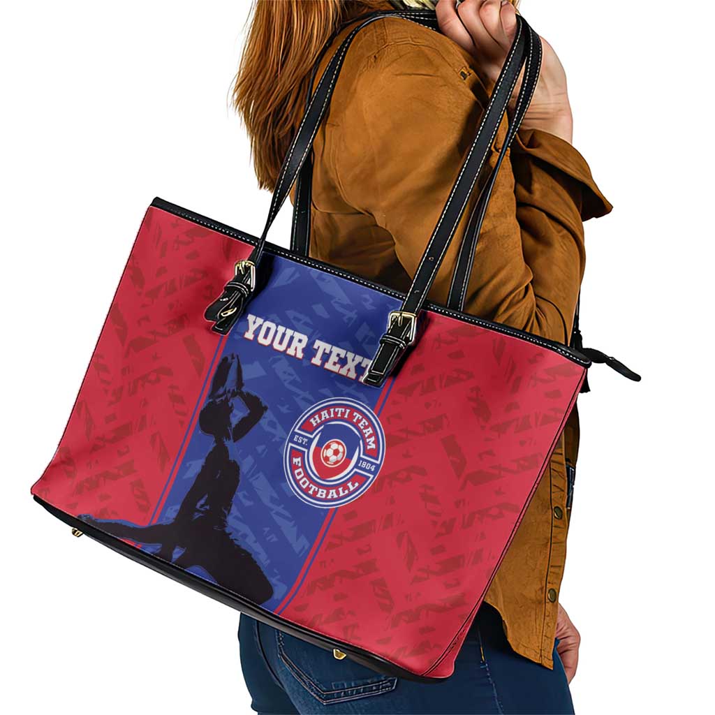 Custom Haiti Football Leather Tote Bag Go Les Grenadiers - Wonder Print Shop