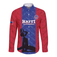 Custom Haiti Football Long Sleeve Button Shirt Go Les Grenadiers - Wonder Print Shop