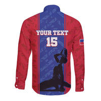 Custom Haiti Football Long Sleeve Button Shirt Go Les Grenadiers - Wonder Print Shop