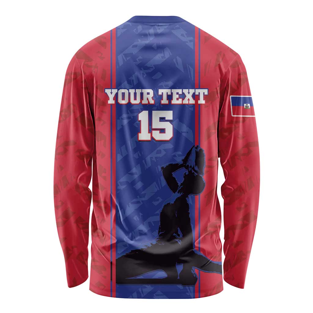 Custom Haiti Football Long Sleeve Shirt Go Les Grenadiers - Wonder Print Shop