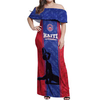 Custom Haiti Football Off Shoulder Maxi Dress Go Les Grenadiers - Wonder Print Shop