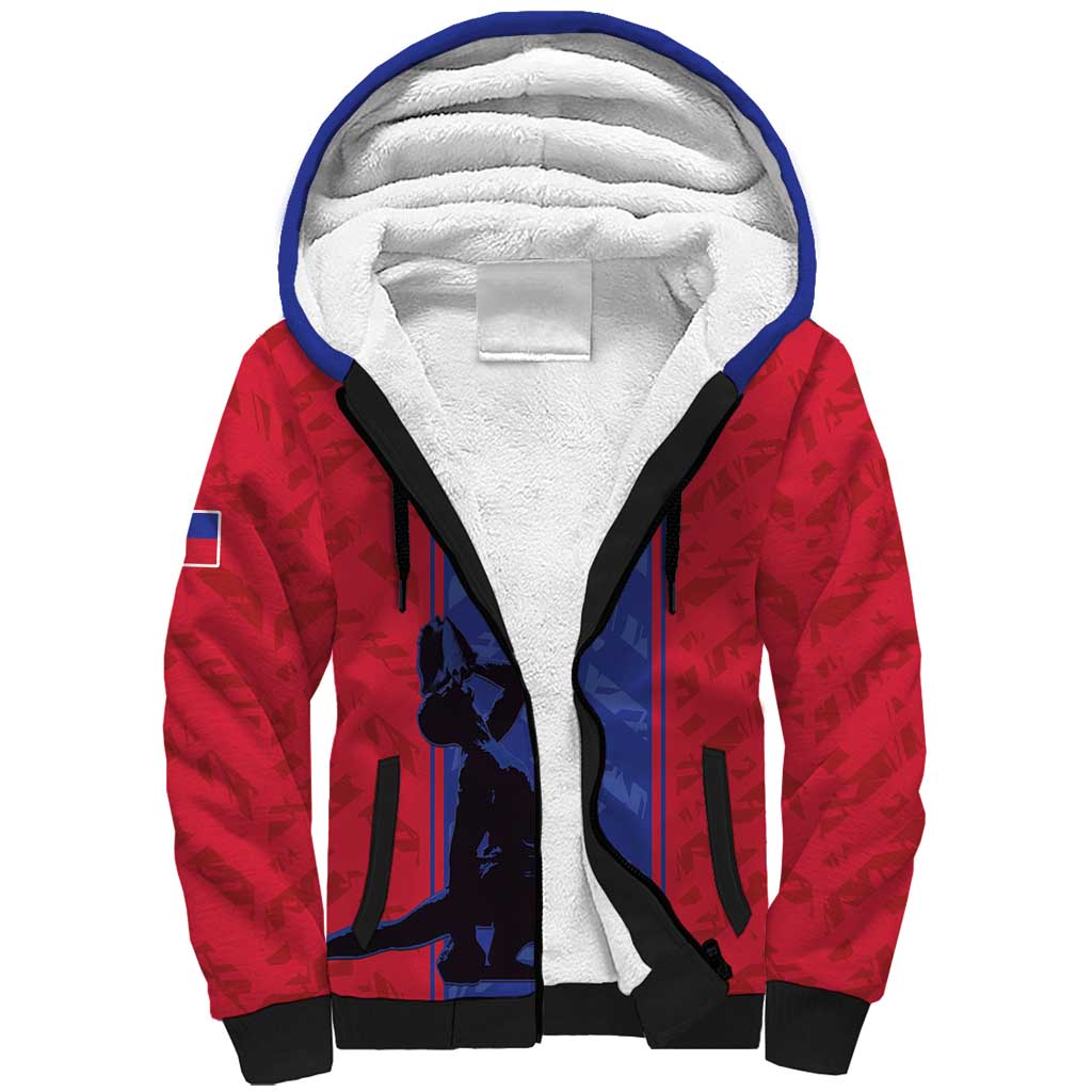 Custom Haiti Football Sherpa Hoodie Go Les Grenadiers - Wonder Print Shop