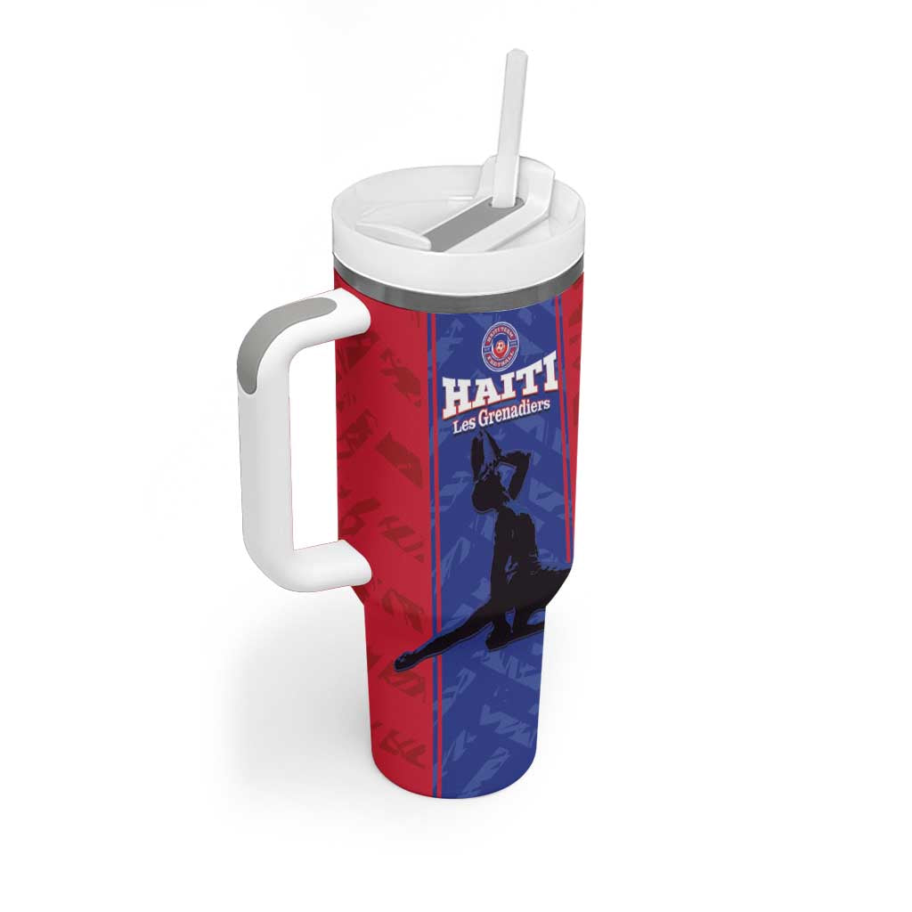 Custom Haiti Football Tumbler With Handle Go Les Grenadiers - Wonder Print Shop