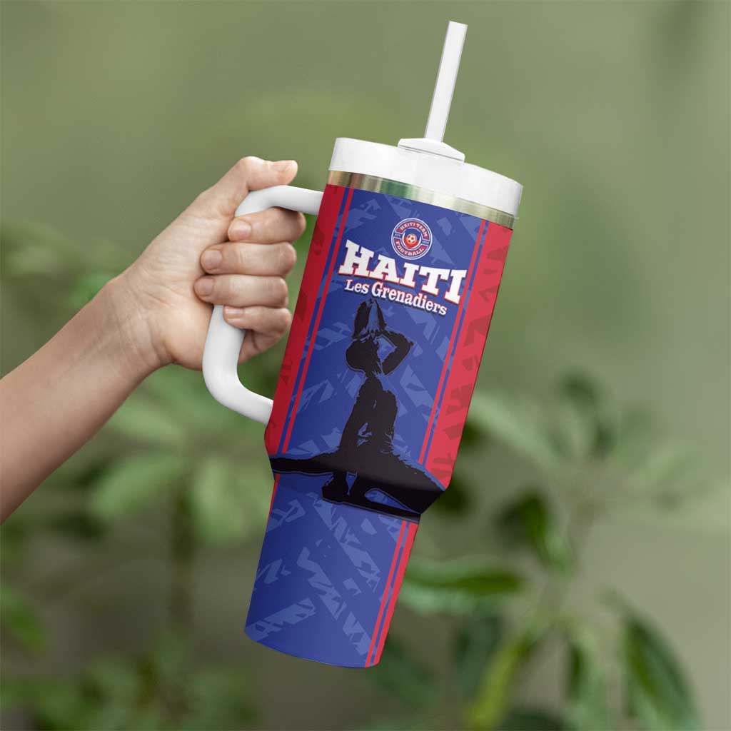 Custom Haiti Football Tumbler With Handle Go Les Grenadiers - Wonder Print Shop