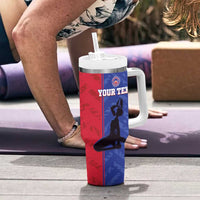 Custom Haiti Football Tumbler With Handle Go Les Grenadiers - Wonder Print Shop