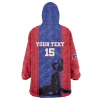 Custom Haiti Football Wearable Blanket Hoodie Go Les Grenadiers - Wonder Print Shop