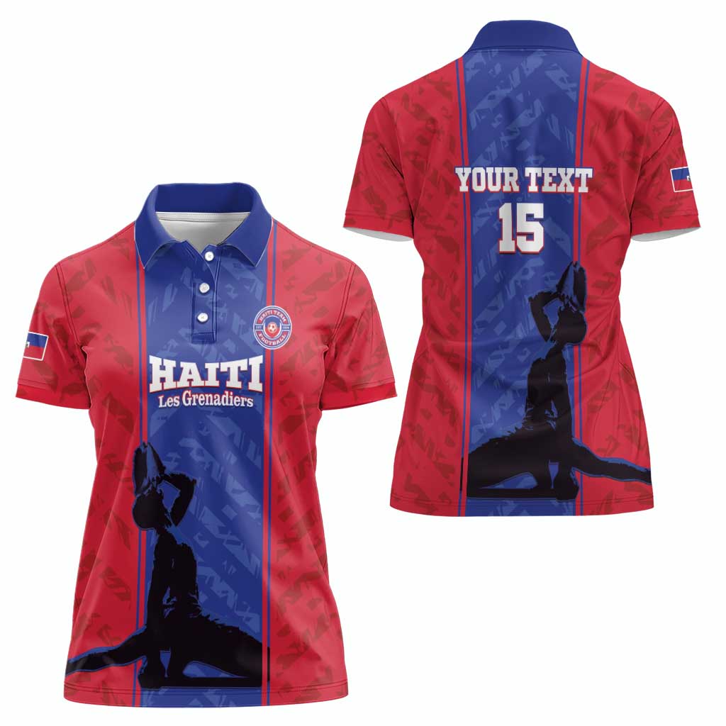 Custom Haiti Football Women Polo Shirt Go Les Grenadiers - Wonder Print Shop