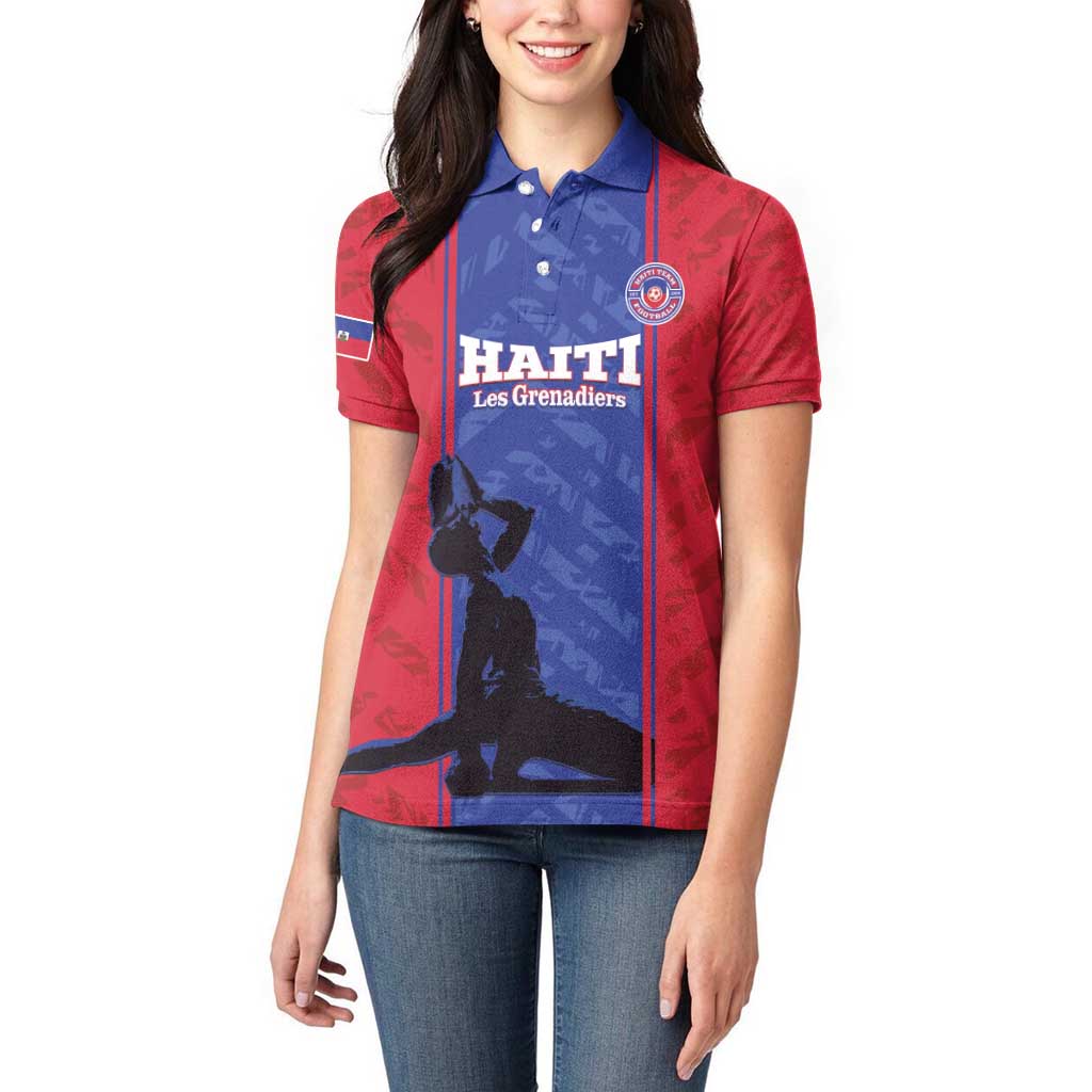 Custom Haiti Football Women Polo Shirt Go Les Grenadiers - Wonder Print Shop