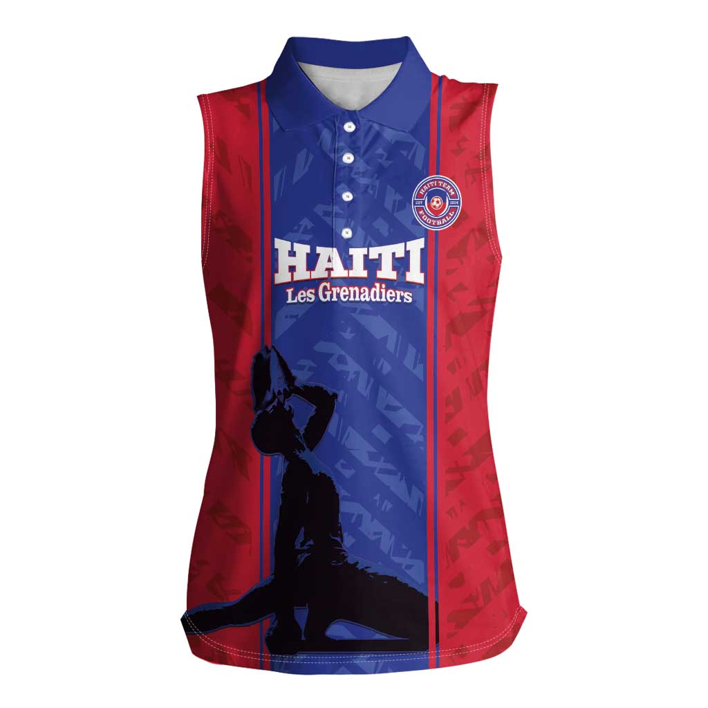 Custom Haiti Football Women Sleeveless Polo Shirt Go Les Grenadiers - Wonder Print Shop