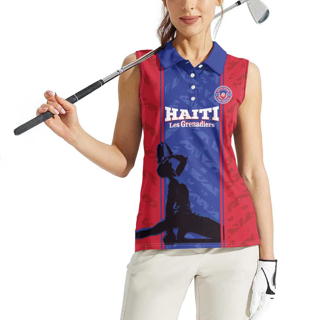 Custom Haiti Football Women Sleeveless Polo Shirt Go Les Grenadiers - Wonder Print Shop