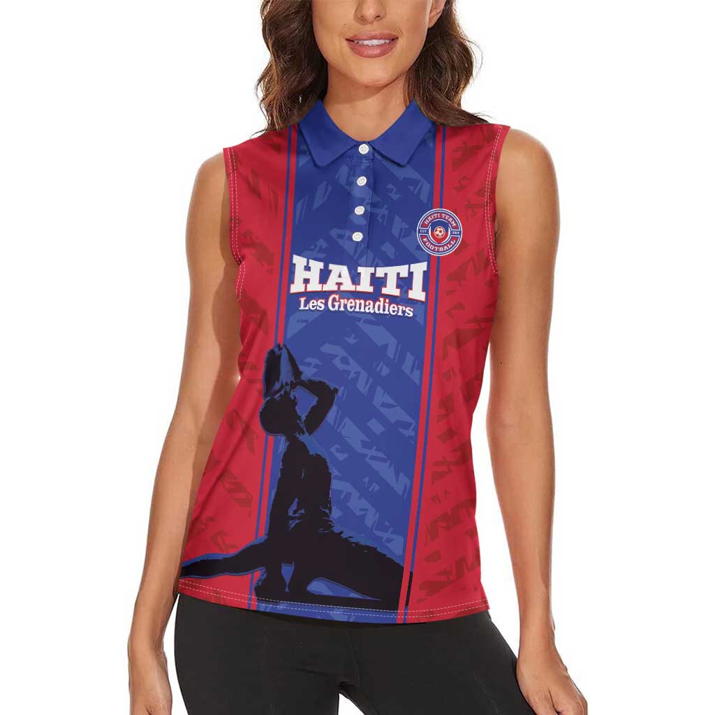 Custom Haiti Football Women Sleeveless Polo Shirt Go Les Grenadiers - Wonder Print Shop