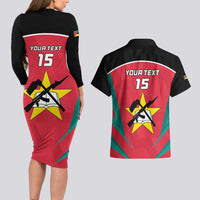 Custom Mozambique Football Couples Matching Long Sleeve Bodycon Dress and Hawaiian Shirt Go Os Mambas - Wonder Print Shop