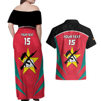 Custom Mozambique Football Couples Matching Off Shoulder Maxi Dress and Hawaiian Shirt Go Os Mambas - Wonder Print Shop
