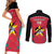 Custom Mozambique Football Couples Matching Short Sleeve Bodycon Dress and Long Sleeve Button Shirt Go Os Mambas - Wonder Print Shop