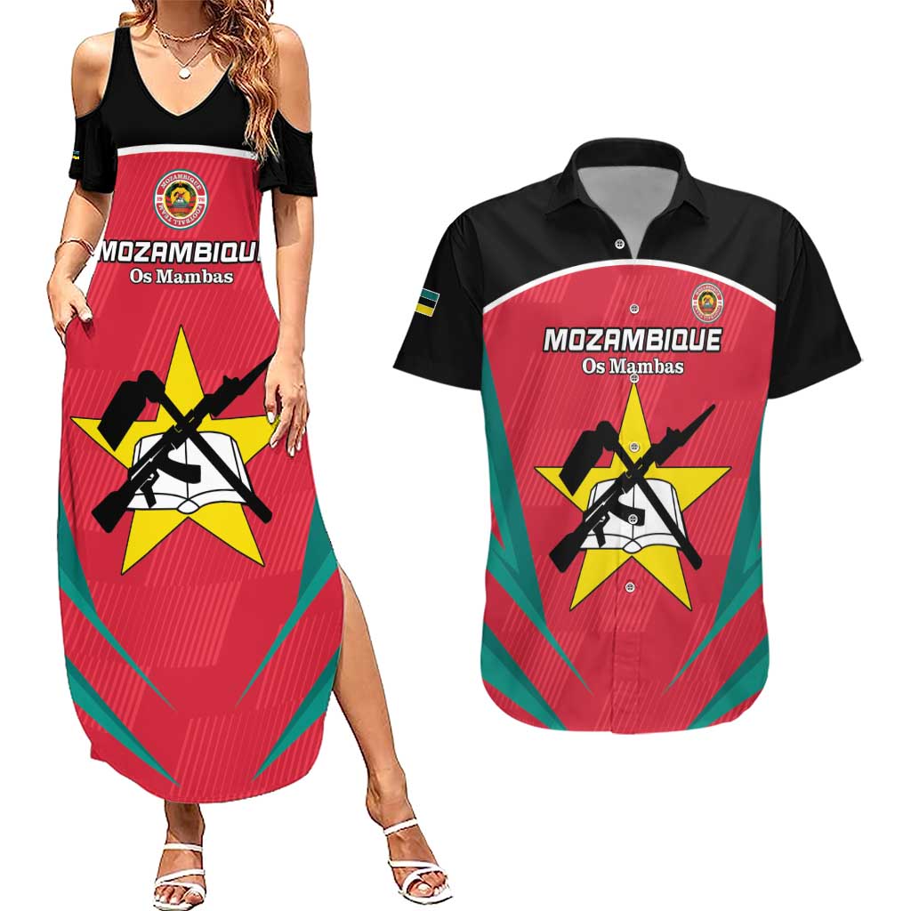 Custom Mozambique Football Couples Matching Summer Maxi Dress and Hawaiian Shirt Go Os Mambas - Wonder Print Shop