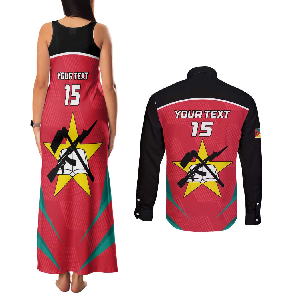Custom Mozambique Football Couples Matching Tank Maxi Dress and Long Sleeve Button Shirt Go Os Mambas - Wonder Print Shop