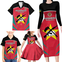 Custom Mozambique Football Family Matching Long Sleeve Bodycon Dress and Hawaiian Shirt Go Os Mambas - Wonder Print Shop