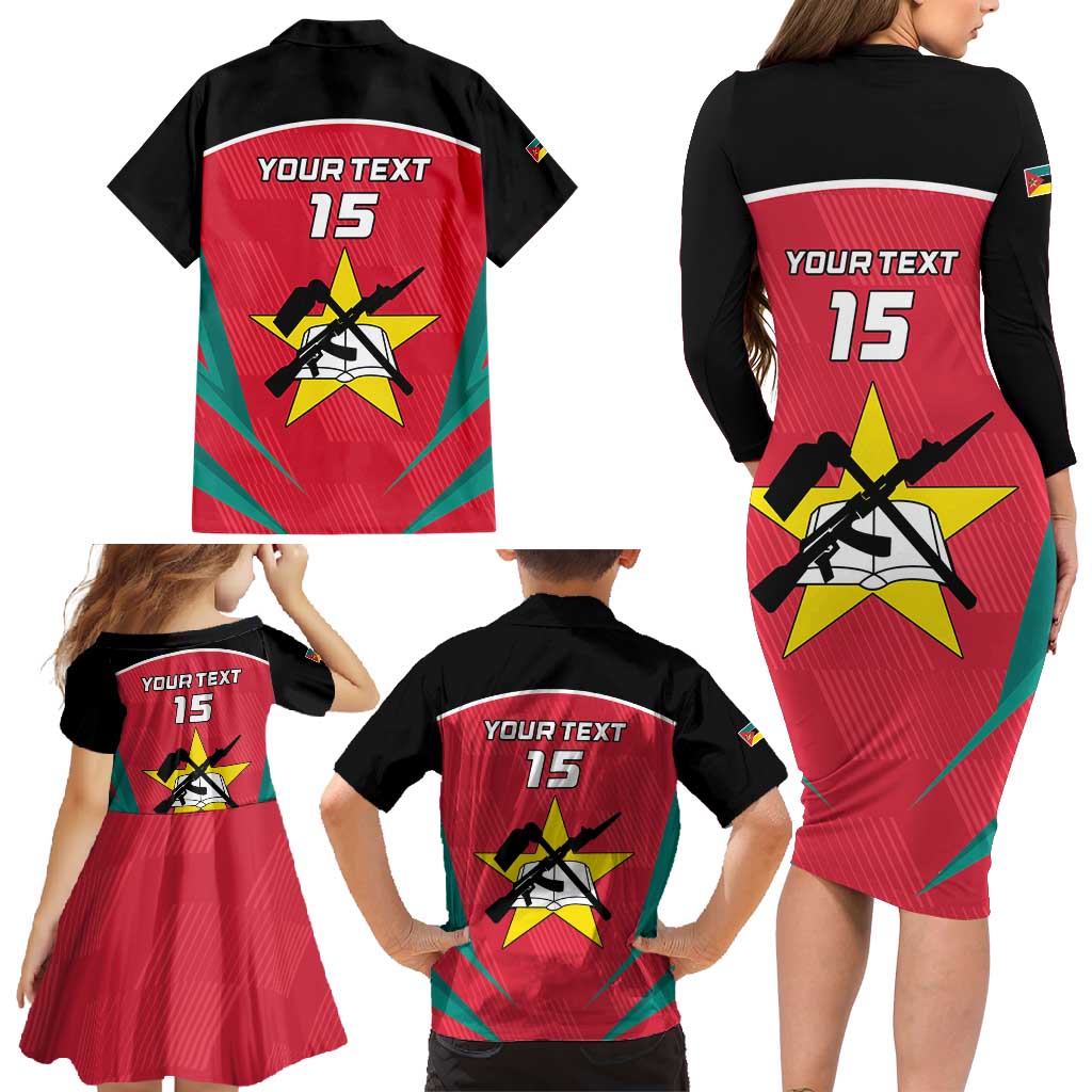 Custom Mozambique Football Family Matching Long Sleeve Bodycon Dress and Hawaiian Shirt Go Os Mambas - Wonder Print Shop