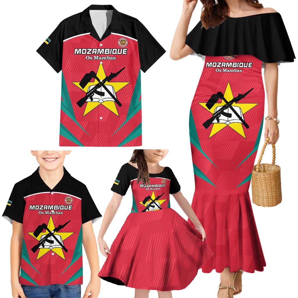 Custom Mozambique Football Family Matching Mermaid Dress and Hawaiian Shirt Go Os Mambas - Wonder Print Shop