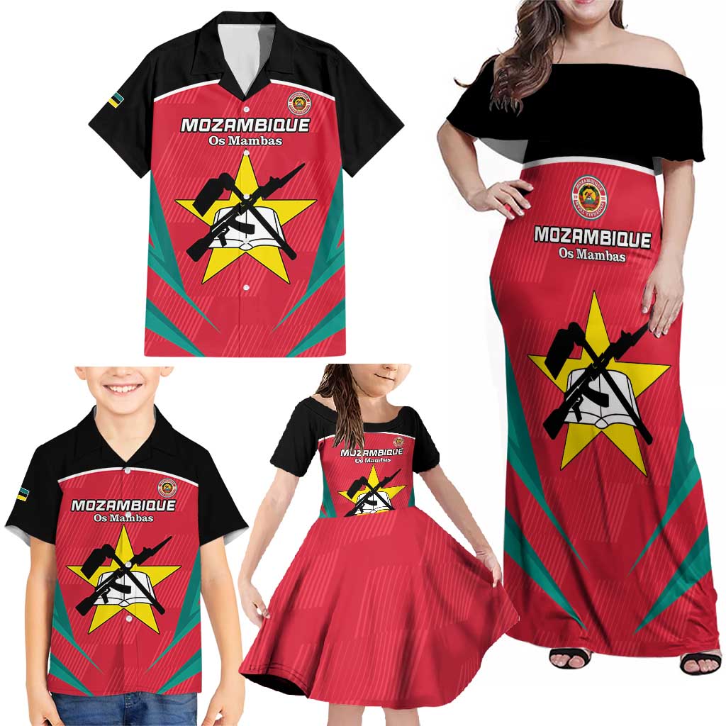 Custom Mozambique Football Family Matching Off Shoulder Maxi Dress and Hawaiian Shirt Go Os Mambas - Wonder Print Shop
