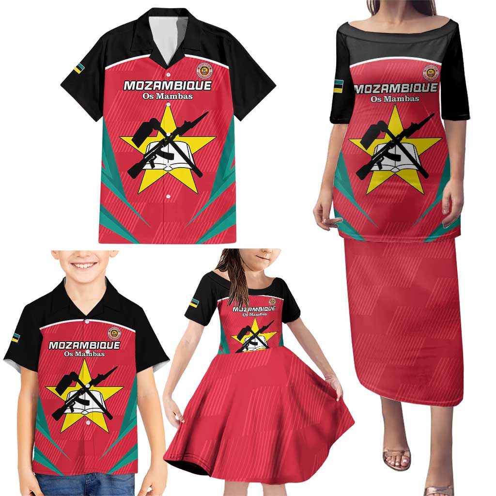 Custom Mozambique Football Family Matching Puletasi and Hawaiian Shirt Go Os Mambas - Wonder Print Shop