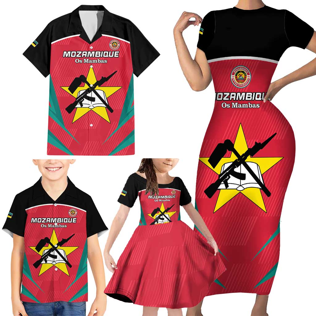 Custom Mozambique Football Family Matching Short Sleeve Bodycon Dress and Hawaiian Shirt Go Os Mambas - Wonder Print Shop