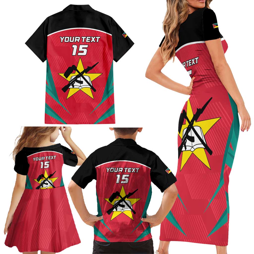 Custom Mozambique Football Family Matching Short Sleeve Bodycon Dress and Hawaiian Shirt Go Os Mambas - Wonder Print Shop