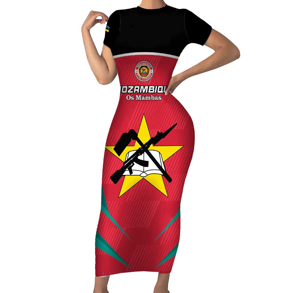 Custom Mozambique Football Family Matching Short Sleeve Bodycon Dress and Hawaiian Shirt Go Os Mambas - Wonder Print Shop