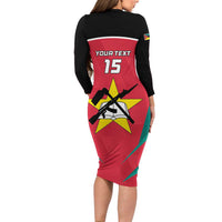 Custom Mozambique Football Long Sleeve Bodycon Dress Go Os Mambas - Wonder Print Shop