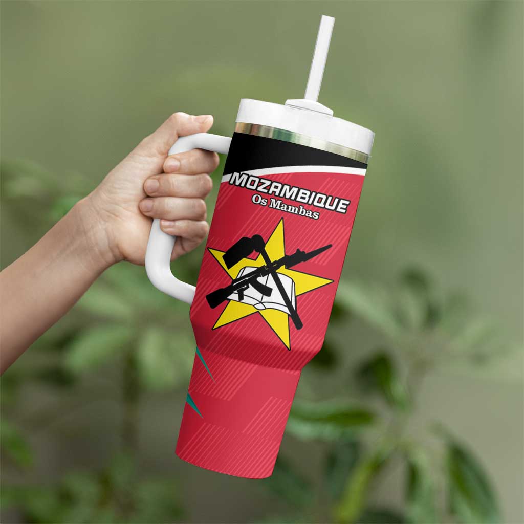 Custom Mozambique Football Tumbler With Handle Go Os Mambas - Wonder Print Shop