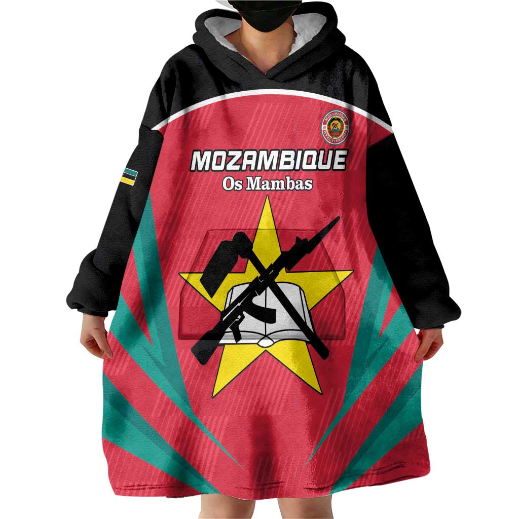 Custom Mozambique Football Wearable Blanket Hoodie Go Os Mambas - Wonder Print Shop