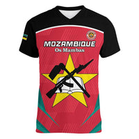 Custom Mozambique Football Women V-Neck T-Shirt Go Os Mambas - Wonder Print Shop